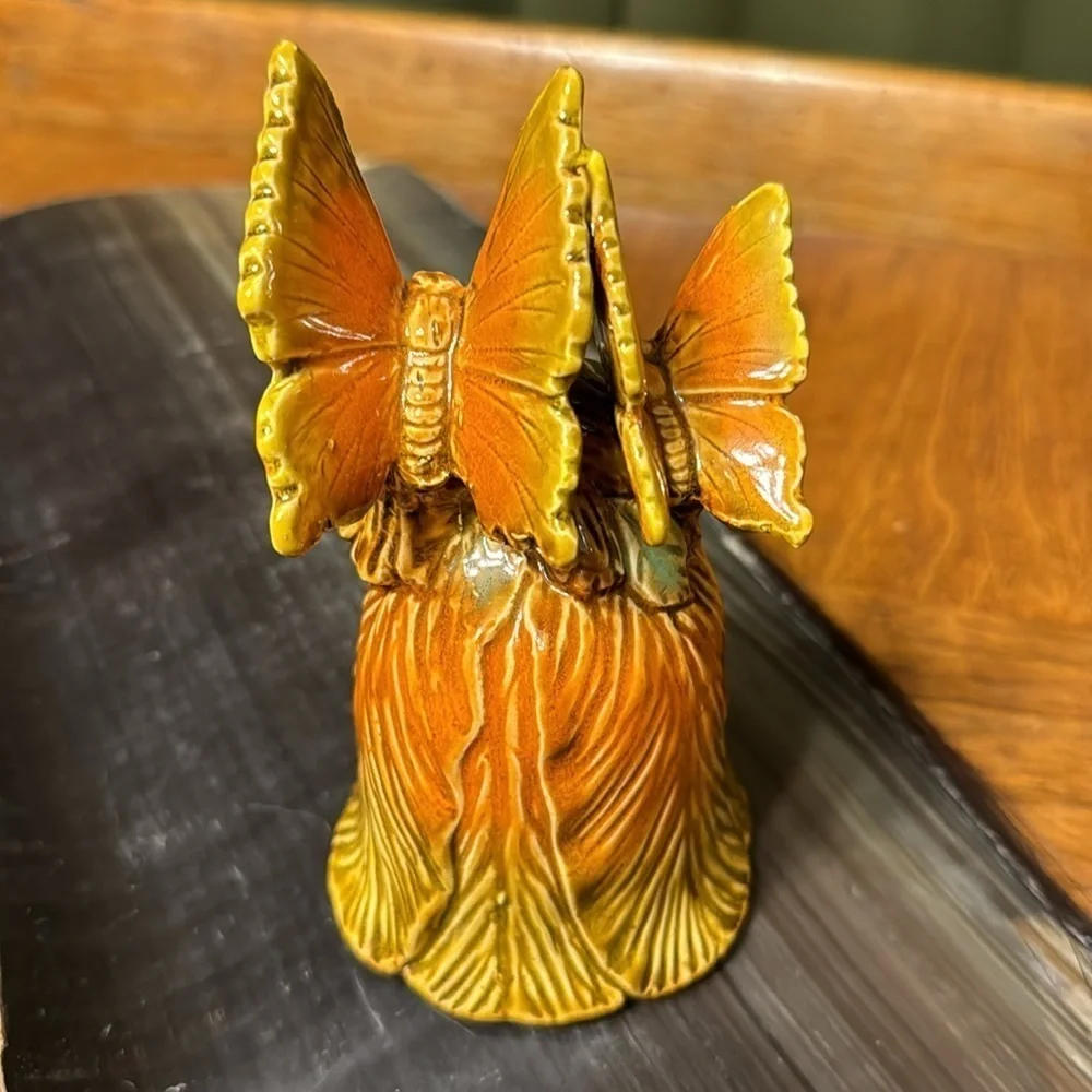 Vintage Ceramic Butterfly Bell Vintage Bohemian Fairy Fantasy Nympth Garden Bell